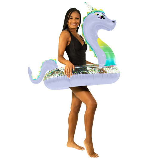 Glitter Dragon - 40" Beach & Pool Tube Purple & Glitter