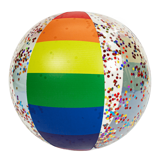 Inflatable Jumbo Beach Ball Classic Rainbow Glitter PoolCandy